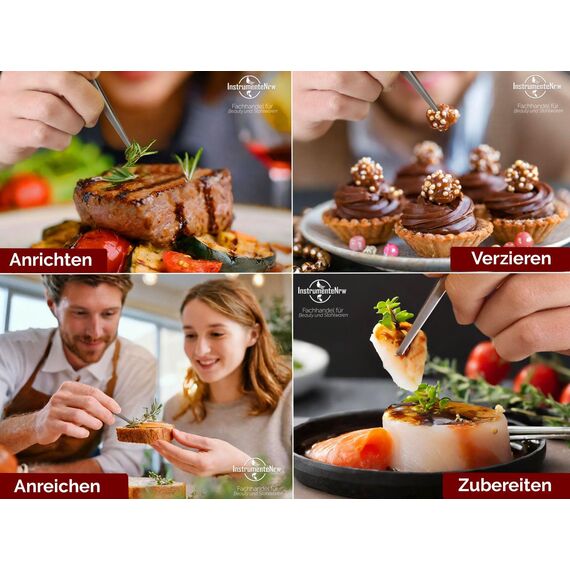 Küchenpinzette, Grillpinzette, Kochpinzette, Pinzette Edelstahl Gerade (13,0 cm)