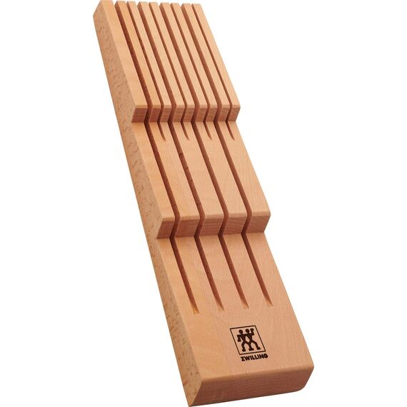 ZWILLING Schubladen-Einsatz für Küchenmesser, Messerhalter aus Holz, Aufbewahrung für 8 Messer, Braun
