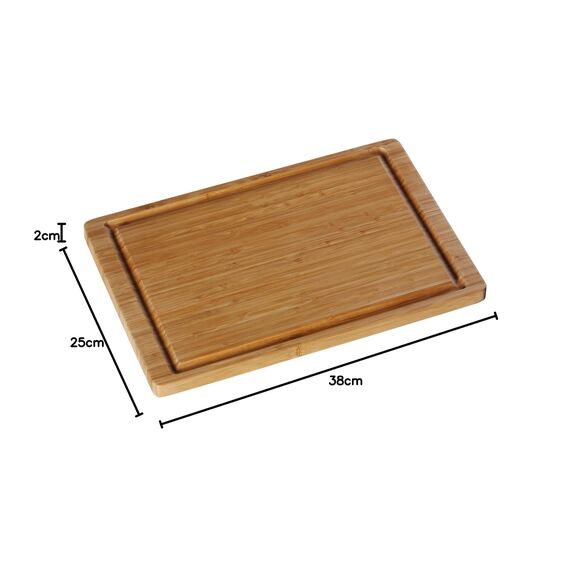 WMF Schneidebrett Bambus natur, 38 x 25 x 1,9 cm, Hackbrett, Bambus Brett, Holzbrett rechteckig, Schneidebrett Holz, Tranchierbrett mit Saftrille, Küchenbrett klingenschonend