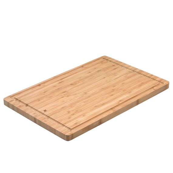 WMF Schneidebrett Bambus natur, 38 x 25 x 1,9 cm, Hackbrett, Bambus Brett, Holzbrett rechteckig, Schneidebrett Holz, Tranchierbrett mit Saftrille, Küchenbrett klingenschonend