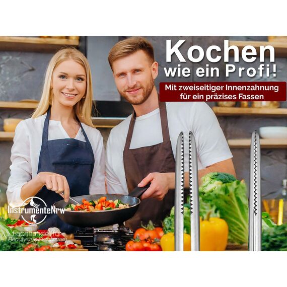Küchenpinzette, Grillpinzette, Kochpinzette, Pinzette Edelstahl Gerade (14,0 cm)