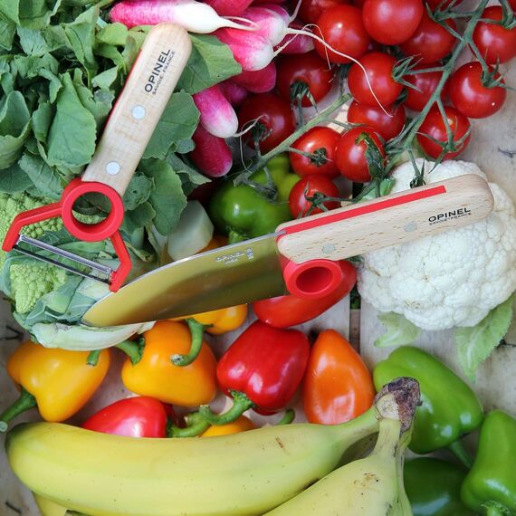 Opinel Le petit Chef - Kinder Kochmesser Set - 3 teilig - Kochmesser - Fingerschutz - Sparschäler - rostfrei