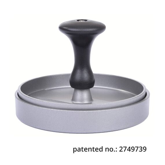 GRÄWE Burgerpresse mit 50 Blatt Backpapier, Hamburgerpresse Set aus Aluguss für leckere Hamburger, Patties, BBQ, Burger Presse mit Antihaftbeschichtung