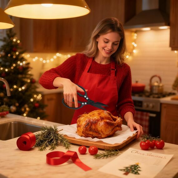 CGBE Küchenschere, Haushaltsschere aus Edelstahl, Strapazierfähig, Spülmaschinenfest, Allzweckschere, Scharfe Kochschere für Küche, Huhn, Geflügel, Fisch, Fleisch, Kräuter, Ganz Schwarz