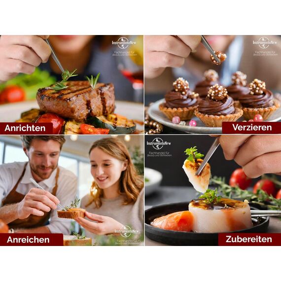 Küchenpinzette, Grillpinzette, Kochpinzette, Pinzette Edelstahl Gerade (14,0 cm)