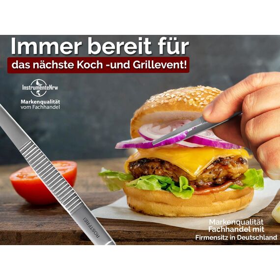 Küchenpinzette Grillpinzette Kochpinzette Pinzette Edelstahl Gerade (10,5 cm) Silber