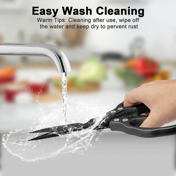 CGBE Küchenschere, Haushaltsschere aus Edelstahl, Strapazierfähig, Spülmaschinenfest, Allzweckschere, Scharfe Kochschere für Küche, Huhn, Geflügel, Fisch, Fleisch, Kräuter, Ganz Schwarz