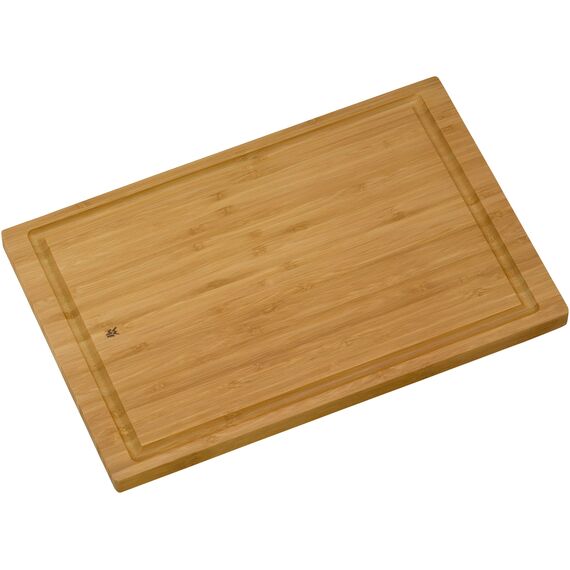 WMF Schneidebrett Bambus natur, 38 x 25 x 1,9 cm, Hackbrett, Bambus Brett, Holzbrett rechteckig, Schneidebrett Holz, Tranchierbrett mit Saftrille, Küchenbrett klingenschonend