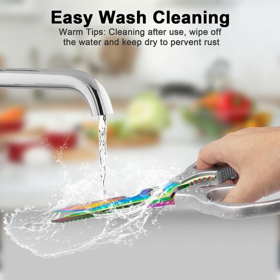 CGBE Multifunktionale Küchenschere aus Edelstahl: Scharfe Haushaltsschere Spülmaschinenfest für Küche - Allzweckschere für Huhn Geflügel Fisch Fleisch Kräuter - Mehrfarbig