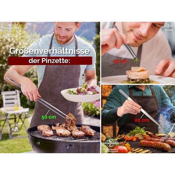 Küchenpinzette, Grillpinzette, Kochpinzette, Pinzette Edelstahl Gerade (50,0 cm) Silber