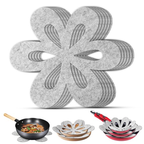 Flintronic Pfannenschoner, 6er Pfannenschutz Topfschutz, 35.5cm Extra Dicke Topfuntersetzer, Topfschoner Anpassbare Größe, Anti-Rutsch Stapelschutz für Pfannen, Töpfe, Schüsseln, Küchenutensilien