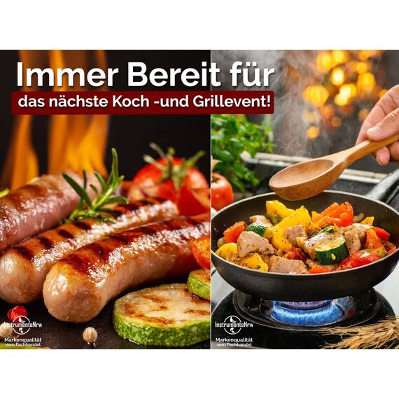 Küchenpinzette, Grillpinzette, Kochpinzette, Pinzette Edelstahl Gerade (35,0 cm) Silber