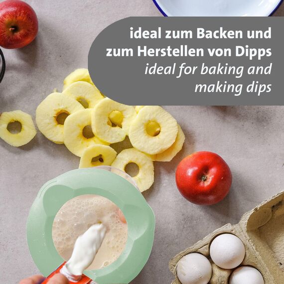 Westmark Rührbecher/Messkanne mit Spritzschutz, Deckel und Ausgießer, Kunststoff, Füllvolumen: 1,4 Liter, Helena, Transparent/Grün, 3105227M, 1 – Pack