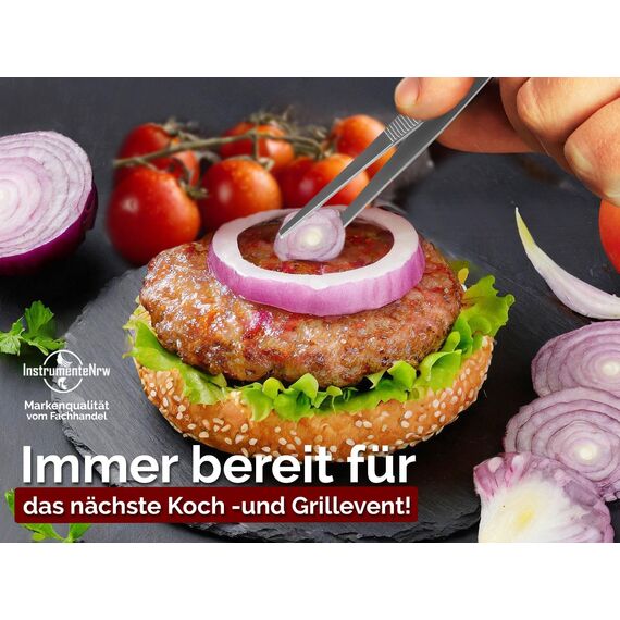 Küchenpinzette, Grillpinzette, Kochpinzette, Pinzette Edelstahl Gerade (14,0 cm)