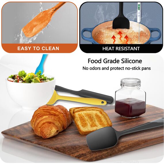 Pfannenwender aus Silikon, 5 Stück, für die Küche, zum Backen, hitzebeständig, für Maryse, Gebäck, Lebensmittel, zum Kochen und Mischen, BPA-frei (mehrfarbig)