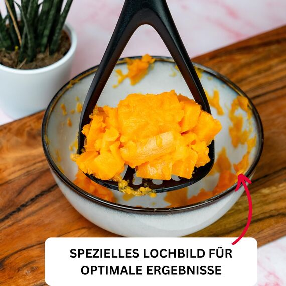 Westmark Kartoffelstampfer Gentle - 27,5 cm lang - 5 Jahre Garantie - spülmaschinengeeigneter Handstampfer -hitzebeständig bis 210 °C (schwarz)