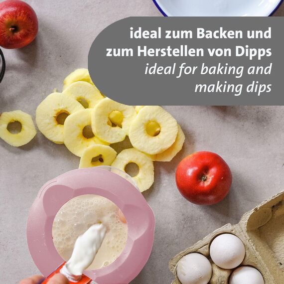 Westmark Rührbecher/Messkanne mit Spritzschutz, Deckel und Ausgießer, Kunststoff, Füllvolumen: 1,4 Liter, Helena, Transparent/Rosa, 3105227P, 1 – Pack