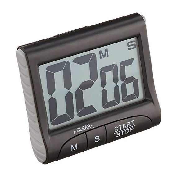 TFA Dostmann Digitaler Timer und Stoppuhr, 38.2021.01, Multifunktionstimer, Countdown-Uhr bis 99min/59s, elektronische Eieruhr, mit Display, Memory-Funktion, große Ziffern, mit Magnet/Ständer, schwarz