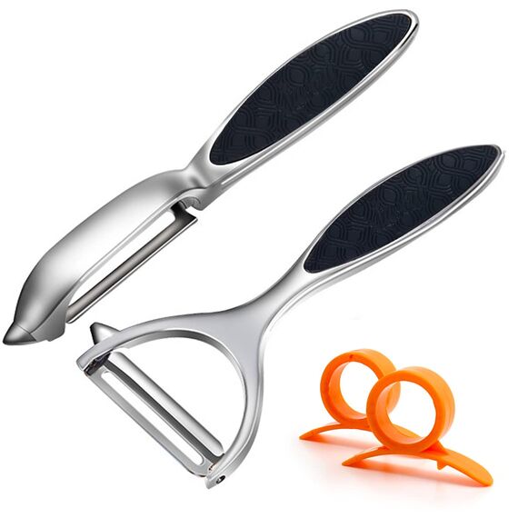 Sparschäler Schäler Edelstahl Zweischneidig Pendelklinge Rostfrei Spülmaschinengeeignet, 2PCS für Küche für Obst Karotten Auberginen Paar Mango Gurken Schokolade mit ergonomischem rutschfesten Griff