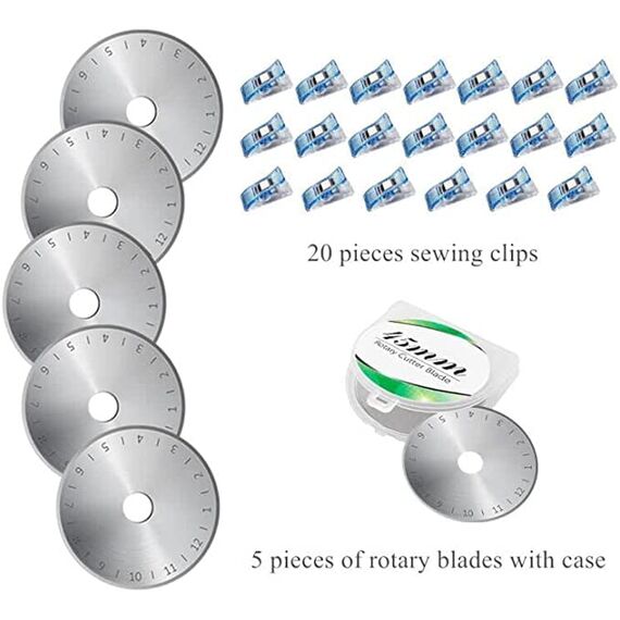 Rollschneider Set Türkis - 45mm Rollschneider Stoffschneider Set inkl. A2 Schneidematte, Rollschneider, Ersatzklingen, Patchwork-Lineal, Stoffklammern, Scheren ideal zum Basteln, Nähen, Patchworken