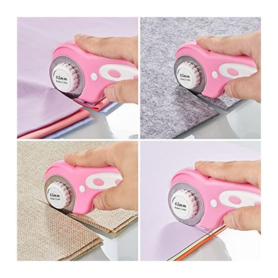 Headley Tools Rollschneider mit 5 Ersatzklingen, Stoffschneider mit Ergonomischem Griff und Sicherheitsverschluss Rollschneider 45mm für Stoff, Leder, Basteln, Nähen, Quilten (Rosa)