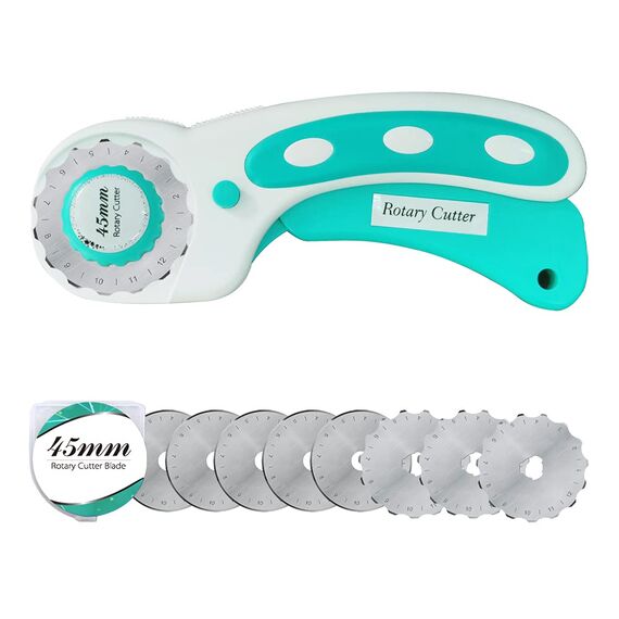 Headley Tools Rollschneider mit 9 zusätzlichen Klingen, ergonomischer Griff, Sicherheitsverschluss für Stoff, Leder, Handwerk, Nähen, Quilten, perfekt für Links- und Rechtshänder