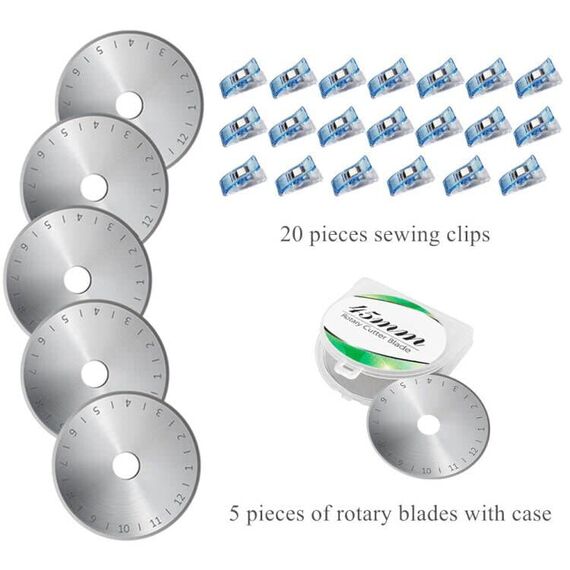 Rollschneider Set - 45mm Rollschneider Stoffschneider Set inkl. A3 Schneidematte, Rollschneider, Ersatzklingen, Patchwork-Lineal, Stoffklammern, ideal zum Basteln, Nähen, Patchworken (Grün)