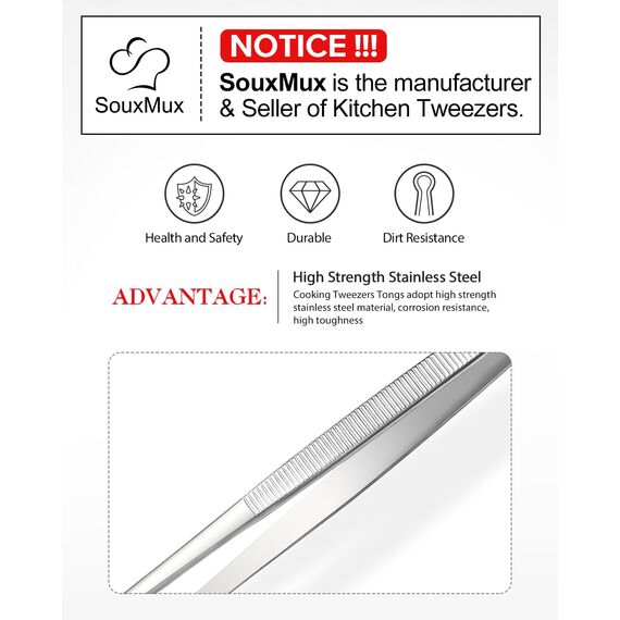 2 Stück 30.5cm-Kochpinzette Zangen Präzision Gezackte Spitzen, Edelstahl Professionelle Kochpinzette Küchenwerkzeuge zum Grillen, Beschichten und Servieren (Silber)