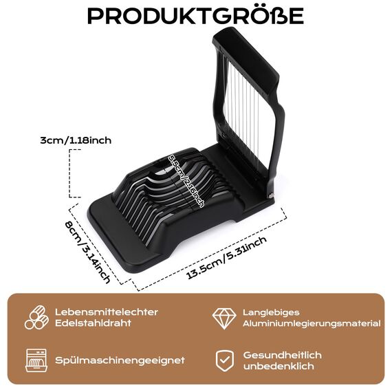 BIBURY Eierschneider aus Edelstahl, Robuster Aluminium Schneider für Eier, Eischneidewerkzeug, Egg Slicer Einzeln Gespannte Edelstahldrähte Pilze, Erdbeeren, Weiches Obst, Spülmaschinenfest