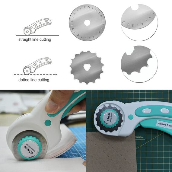 Headley Tools Rollschneider mit 9 zusätzlichen Klingen, ergonomischer Griff, Sicherheitsverschluss für Stoff, Leder, Handwerk, Nähen, Quilten, perfekt für Links- und Rechtshänder