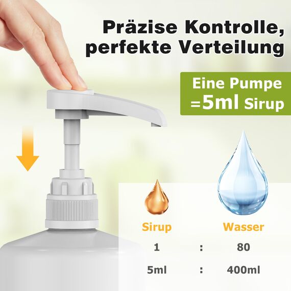 Dosierpumpe für B. Body Nutrition, 3-teilige Vital Drink Erstpumpe Wiederverwendbarer Pumpspender für 500ml/1000ml Flaschen mit 3 Langen und 3 kurzen Schläuchen
