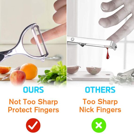 Sparschäler Schäler Edelstahl Zweischneidig Pendelklinge Rostfrei Spülmaschinengeeignet, 2PCS für Küche für Obst Karotten Auberginen Paar Mango Gurken Schokolade mit ergonomischem rutschfesten Griff