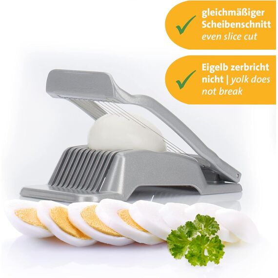 Westmark Eierteiler für runde und ovale Scheiben, einzeln gespannte Schneiddrähte aus Edelstahl, Aluminium/Rostfreier Edelstahl, Duplex, Grau, 10202260