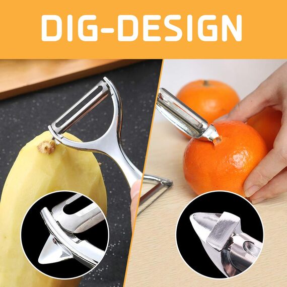 Sparschäler Schäler Edelstahl Zweischneidig Pendelklinge Rostfrei Spülmaschinengeeignet, 2PCS für Küche für Obst Karotten Auberginen Paar Mango Gurken Schokolade mit ergonomischem rutschfesten Griff