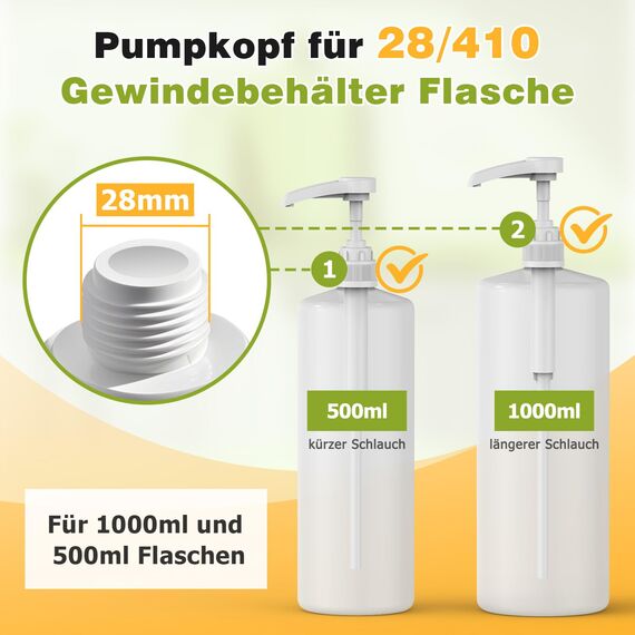 Dosierpumpe für B. Body Nutrition, 5-teilige Vital Drink Erstpumpe Wiederverwendbarer Pumpspender für 500ml/1000ml Flaschen mit 5 Langen und 5 kurzen Schläuchen