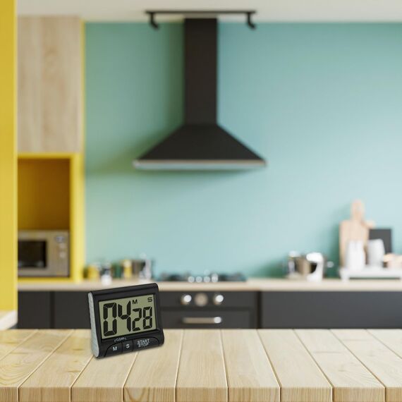 TFA Dostmann Digitaler Timer und Stoppuhr, 38.2021.01, Multifunktionstimer, Countdown-Uhr bis 99min/59s, elektronische Eieruhr, mit Display, Memory-Funktion, große Ziffern, mit Magnet/Ständer, schwarz