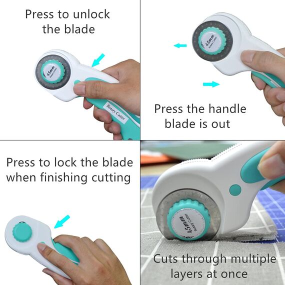 Headley Tools Rollschneider mit 9 zusätzlichen Klingen, ergonomischer Griff, Sicherheitsverschluss für Stoff, Leder, Handwerk, Nähen, Quilten, perfekt für Links- und Rechtshänder