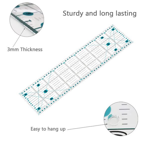 Rollschneider Set Türkis - 45mm Rollschneider Stoffschneider Set inkl. A2 Schneidematte, Rollschneider, Ersatzklingen, Patchwork-Lineal, Stoffklammern, Scheren ideal zum Basteln, Nähen, Patchworken