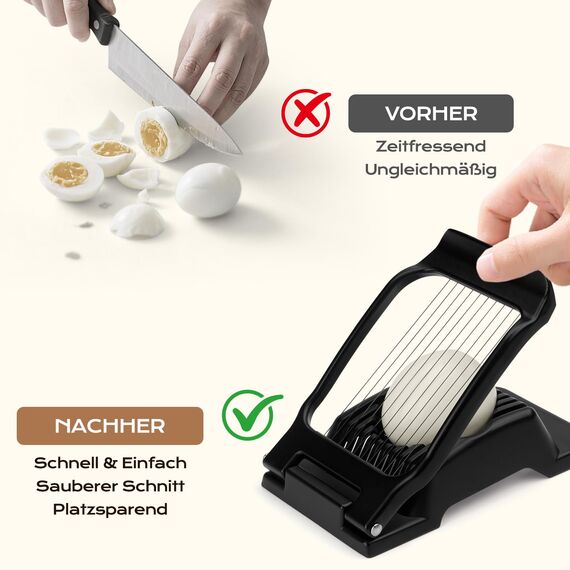 BIBURY Eierschneider aus Edelstahl, Robuster Aluminium Schneider für Eier, Eischneidewerkzeug, Egg Slicer Einzeln Gespannte Edelstahldrähte Pilze, Erdbeeren, Weiches Obst, Spülmaschinenfest
