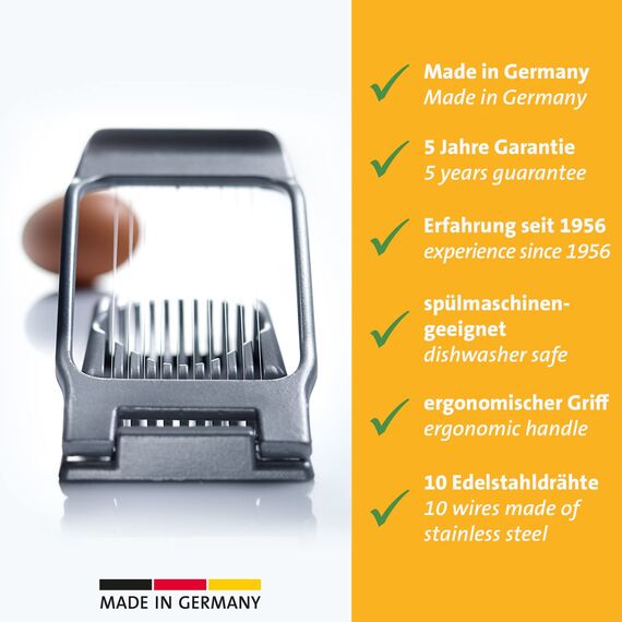 Westmark Set, 2tlg., 1 Eierteiler für runde und ovale Scheiben + 1 Eidorn/Eierpieker, Aluminium/rostfreier Edelstahl/Kunststoff, Duplex, Silber/Rot/Weiß, 102022E6