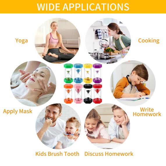 8 Stück Bunter Sanduhren für Kinder,Buntes Sanduhren Set 1/3/5/8/10/15/20/30 Minuten,Zeitmesser Sanduhren für das Leben der Kinder,Lernen,Spiel Timing,Kreative Geschenke (D-8 Stück)