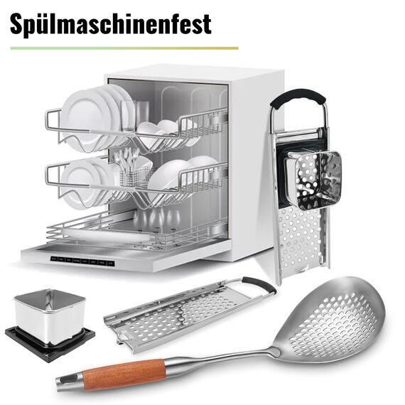 SPEENSUN Spätzlehobel+Schöpflöffel [Topf Ø von 16-30cm] mit Gummigriff Spülmaschinenfest,Spätzlereibe aus hochwertigem Edelstahl,Spätzlesieb ideal für selbstgemachte Spätzle&Knöpfle