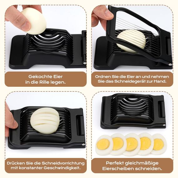 BIBURY Eierschneider aus Edelstahl, Robuster Aluminium Schneider für Eier, Eischneidewerkzeug, Egg Slicer Einzeln Gespannte Edelstahldrähte Pilze, Erdbeeren, Weiches Obst, Spülmaschinenfest