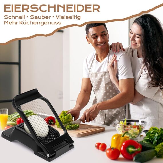 BIBURY Eierschneider aus Edelstahl, Robuster Aluminium Schneider für Eier, Eischneidewerkzeug, Egg Slicer Einzeln Gespannte Edelstahldrähte Pilze, Erdbeeren, Weiches Obst, Spülmaschinenfest