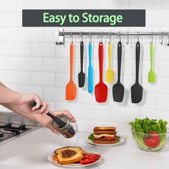 Teigschaber Silikon: 6-teilige Küchenhelfer, Silikon-Kochlöffel mit Metallkern, flexibel, hitzebeständig & antihaft, in Lebensmittelqualität ( Tenero)