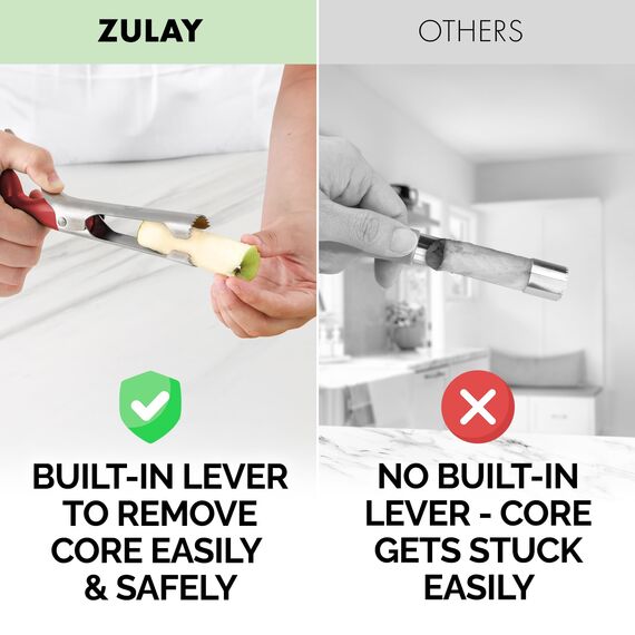Zulay Kitchen premium apfelentkerner - einfach zu bedienen und durable apfelentkerner remover für birnen, paprika, fuji, honeycrisp, gala und pink lady äpfel - edelstahl beste küchen-geräte cupcak