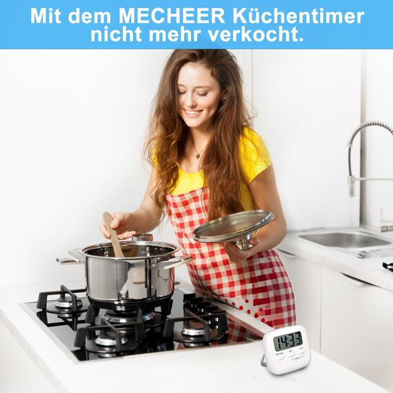 Digitaler Küchentimer Magnetisch Eieruhr Timer Küchenuhr Stoppuhr Countdown Count up, Laut Ton Küchenwecker Zeitmesser Küche Kurzzeitwecker mit LCD zum Kochen Backen Sport Lernen, mit Batterie