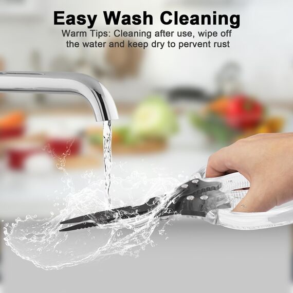 CGBE Multifunktionale Küchenschere aus Edelstahl: Scharfe Haushaltsschere für Küche - Transparenter Griff - Allzweckschere für Huhn Geflügel Fisch Fleisch Kräuter - Schwarz