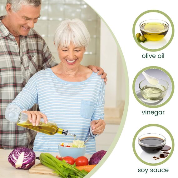 Ölflasche, 2 x 500 ml Essig und Ölspender, Olivenölflasche mit Trichter, Anlaufgeschütztem Deckel, Etikett, Glasflasche für Küche und BBQ