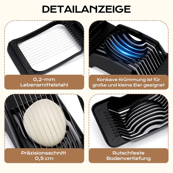 BIBURY Eierschneider aus Edelstahl, Robuster Aluminium Schneider für Eier, Eischneidewerkzeug, Egg Slicer Einzeln Gespannte Edelstahldrähte Pilze, Erdbeeren, Weiches Obst, Spülmaschinenfest